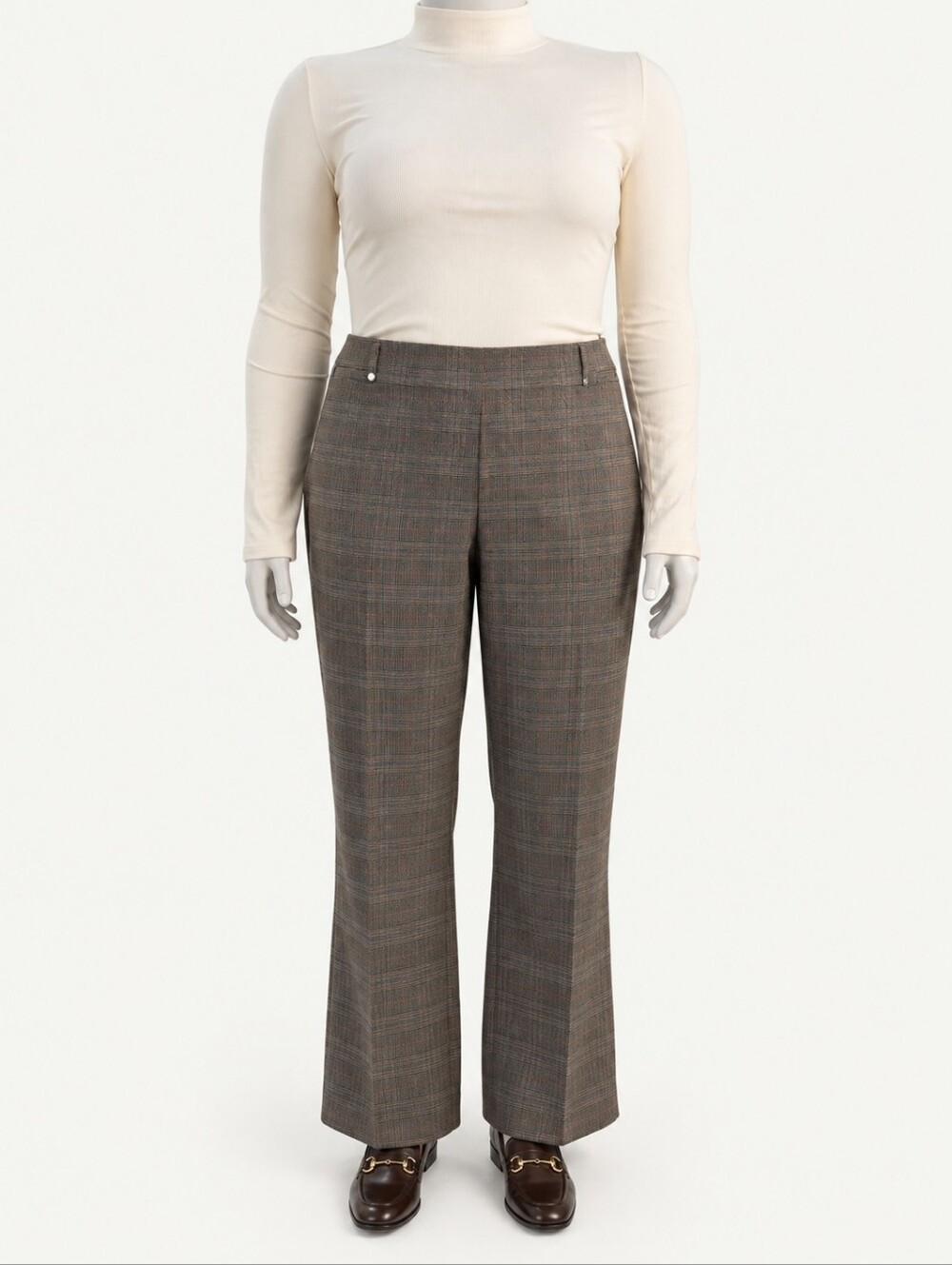 Zac & Rachel 24W Brown Plaid Bootcut Stretch Trouser Pants NWT
